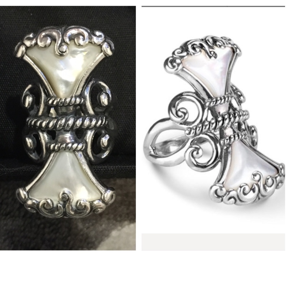 Carolyn Pollack Trumpet Vine SS Mother Pearl Ring